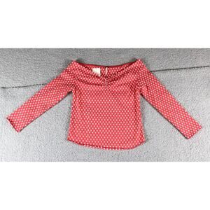 New Free People Top Womens Small Red Combo Gia Eyelet Embroidered